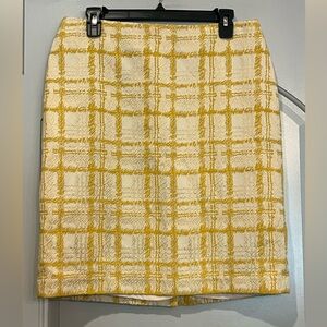 Talbots yellow and cream embroidery style plaid suit skirt. Fabulous!